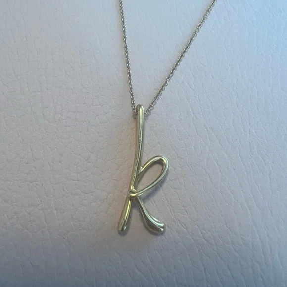 Tiffany & Co. Elsa Peretti Yellow Gold 'K' Necklace - Picture 5 of 7